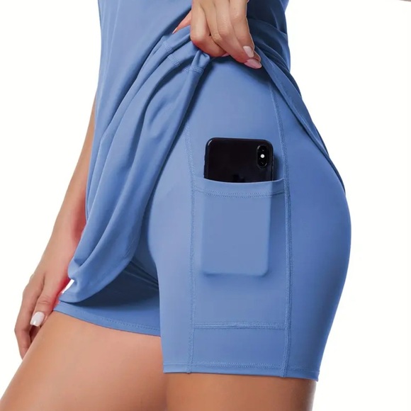 Womens athletic sport tennis dress with built in shorts M powder blue New - Picture 5 of 5